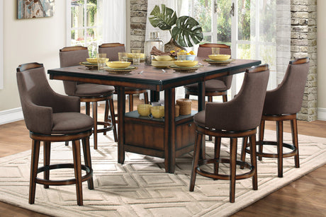 Bayshore Burnished Oak Swivel Pub Height Chair (Set of 2) - Ornate Home