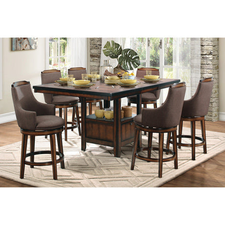 Bayshore Burnished Oak Swivel Pub Height Chair (Set of 2) - Ornate Home