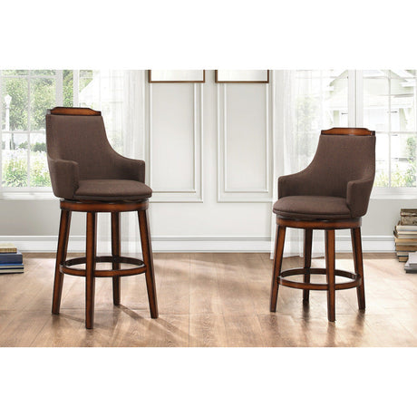 Bayshore Burnished Oak Swivel Pub Height Chair (Set of 2) - Ornate Home