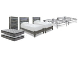 Baystorm Gray 2 Twin Panel Beds, 2 Mattresses, 2 Foundations, and Chest - Ornate Home