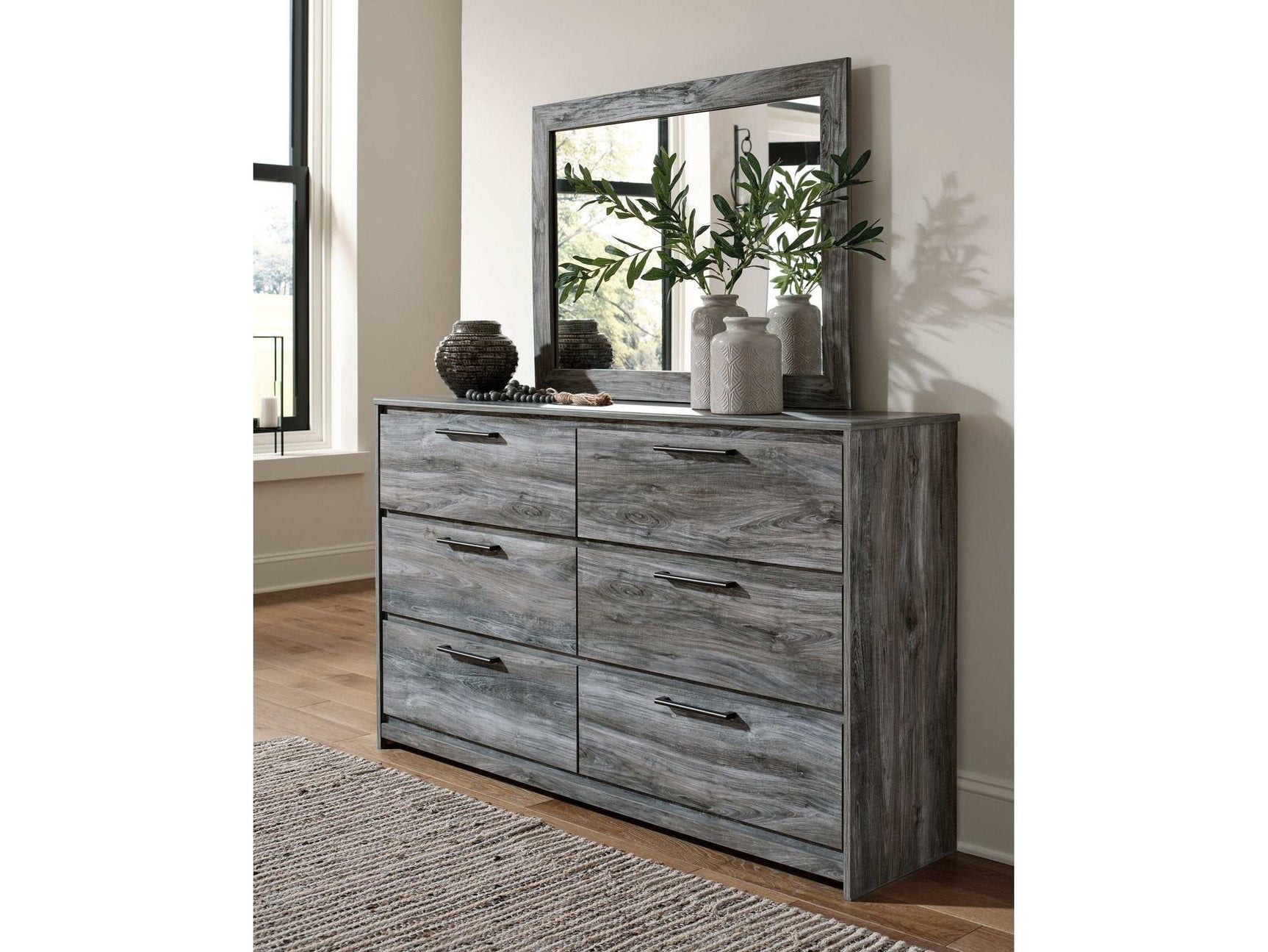 Baystorm Gray Dresser & Mirror - Ornate Home