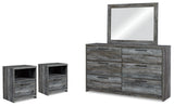 Baystorm Gray Dresser, Mirror and 2 Nightstands (Online Special Price) - Ornate Home