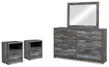 Baystorm Gray Dresser, Mirror and 2 Nightstands - Ornate Home