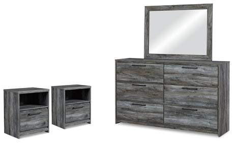 Baystorm Gray Dresser, Mirror and 2 Nightstands - Ornate Home