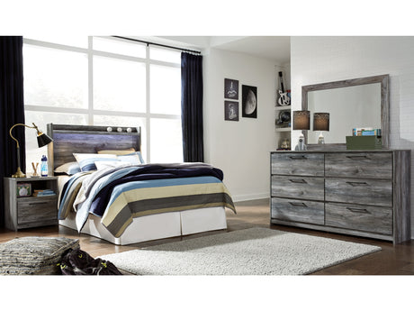 Baystorm Gray Full Panel Bed Headboard, Dresser, Mirror and Nightstand - Ornate Home