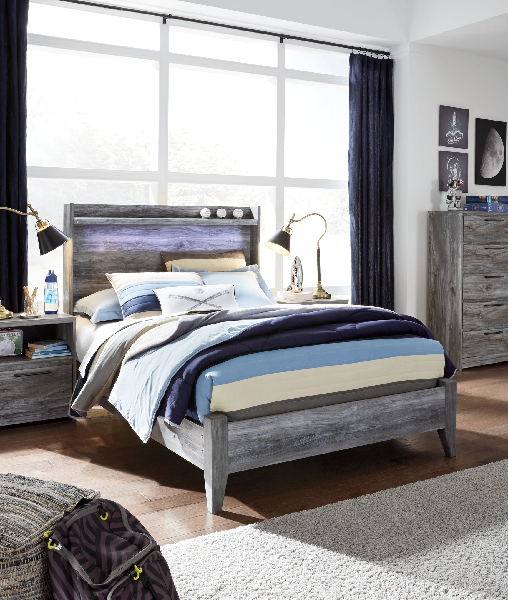 Baystorm Gray Full Panel Bed & Nightstand (Online Special Price) - Ornate Home