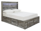 Baystorm Gray Full Panel Bed with 6 Storage Drawers - Ornate Home