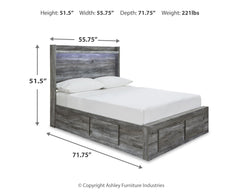 Baystorm Gray Full Panel Bed with 6 Storage Drawers - Ornate Home