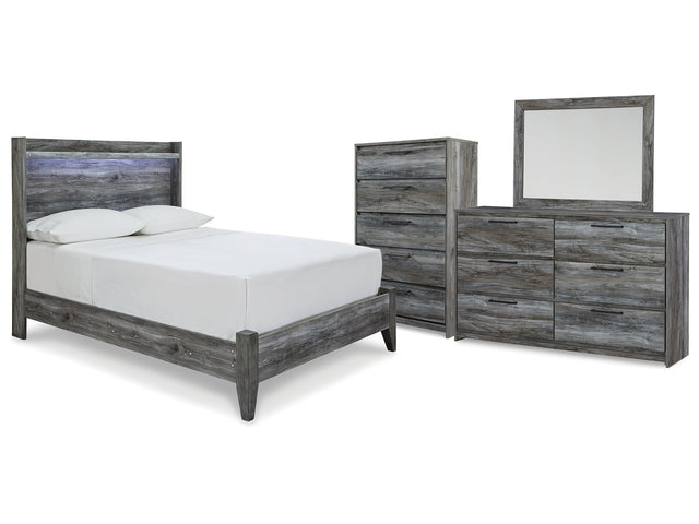 Baystorm Gray Full Panel Bedroom Set with Dresser, Mirror and Chest - Ornate Home