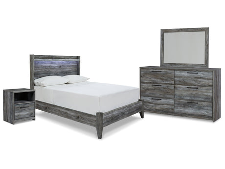 Baystorm Gray Full Panel Bedroom Set with Dresser, Mirror and Nightstand - Ornate Home