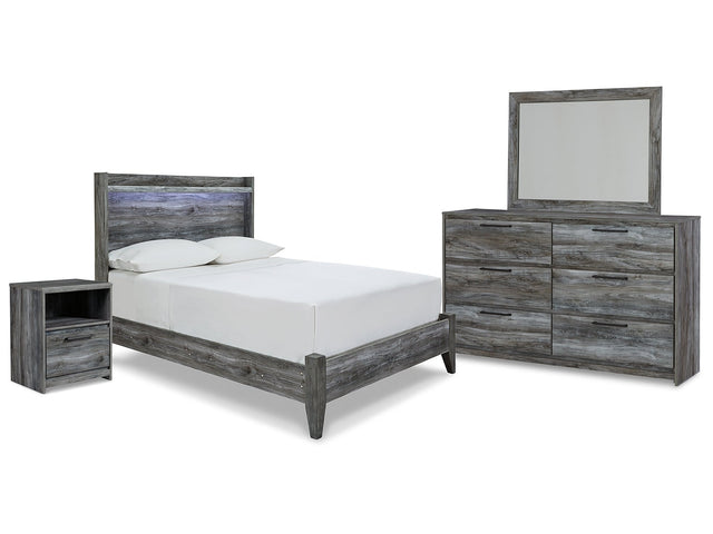 Baystorm Gray Full Panel Bedroom Set with Dresser, Mirror and Nightstand - Ornate Home