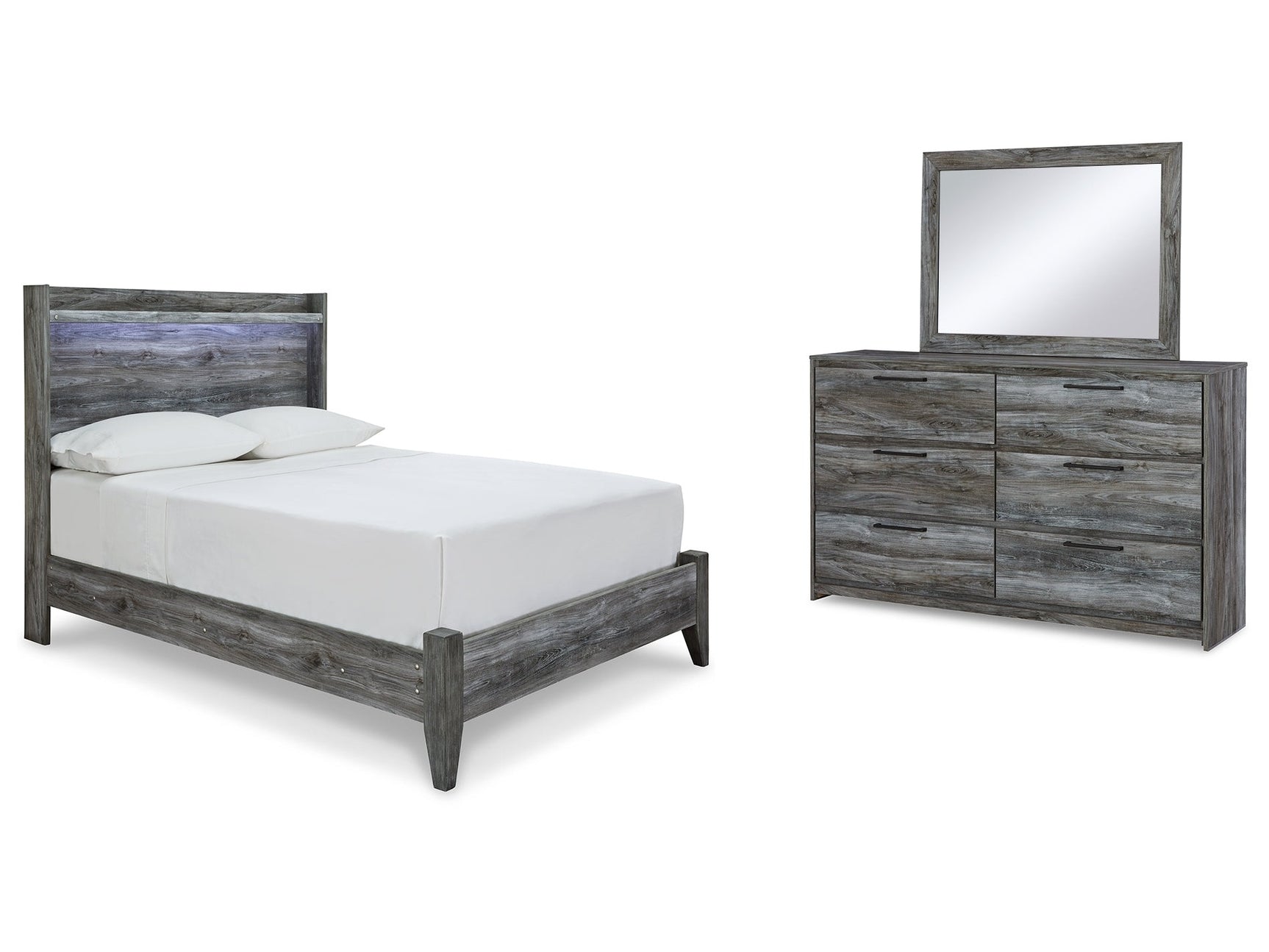 Baystorm Gray Full Panel Bedroom Set with Dresser and Mirror - Ornate Home