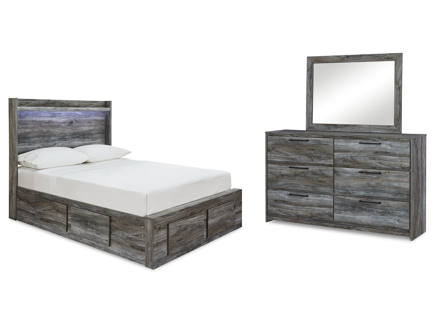 Baystorm Gray Full Panel Storage Bed & Dresser & Mirror (Online Special Price) - Ornate Home