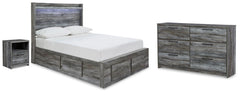 Baystorm Gray Full Panel Storage Bed, Dresser and Nightstand - Ornate Home