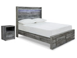 Baystorm Gray Full Panel Storage Bed and Nightstand - Ornate Home