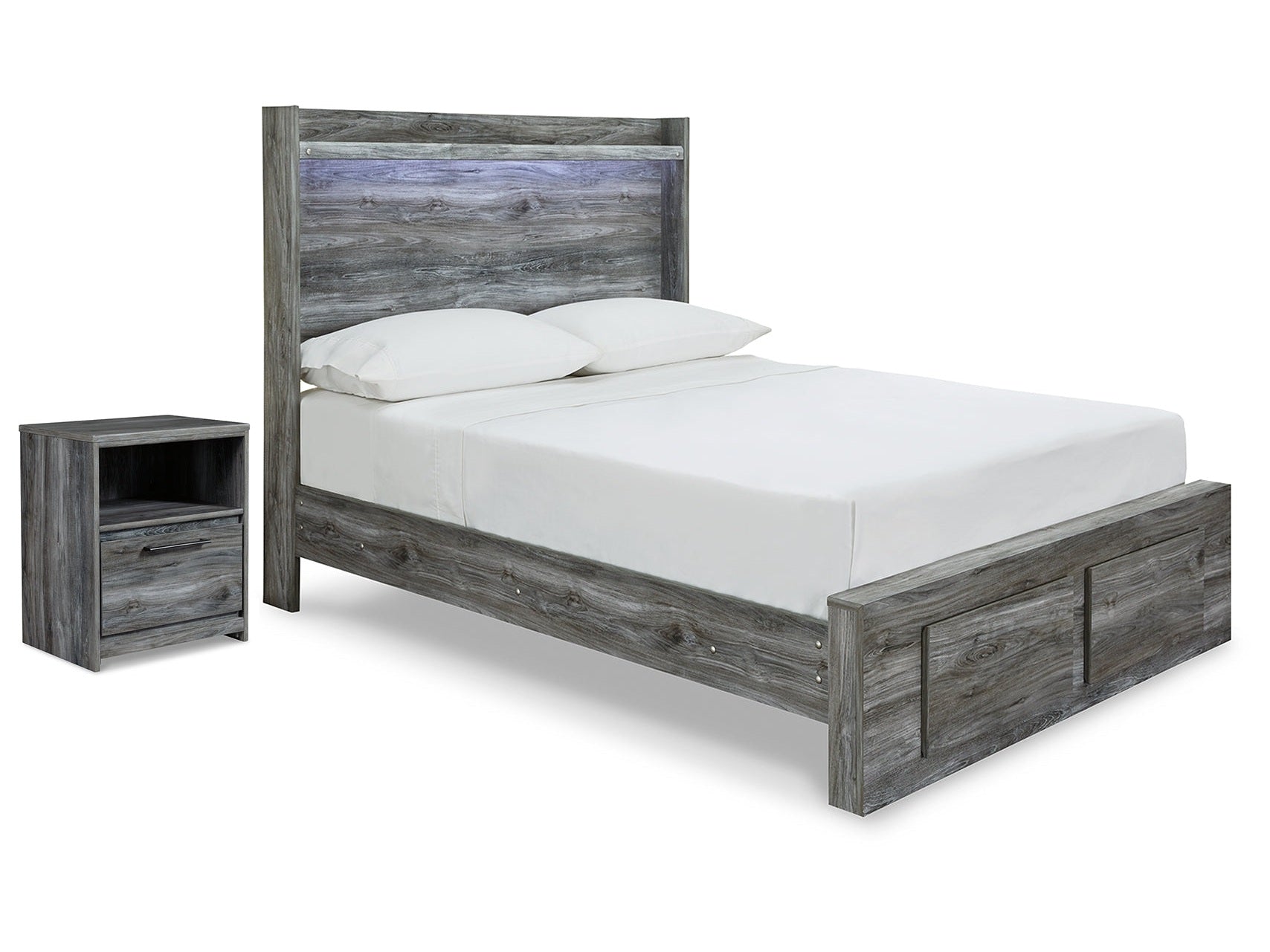 Baystorm Gray Full Panel Storage Bed and Nightstand - Ornate Home