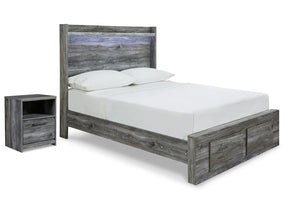Baystorm Gray Full Panel Storage Bed and Nightstand - Ornate Home