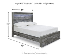 Baystorm Gray Full Panel Storage Bed and Nightstand - Ornate Home