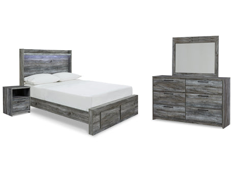 Baystorm Gray Full Storage Bedroom Set with Dresser, Mirror and Nightstand - Ornate Home