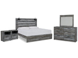 Baystorm Gray King Panel Bed & Dresser & Mirror & 2 Nightstands - Ornate Home