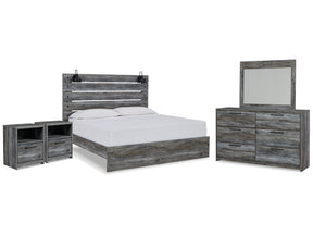 Baystorm Gray King Panel Bed & Dresser & Mirror & 2 Nightstands - Ornate Home