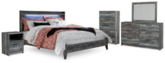 Baystorm Gray King Panel Bed, Dresser, Mirror, Chest and Nightstand - Ornate Home