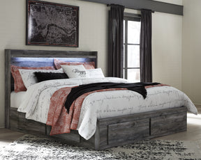 Baystorm Gray King Panel Bed with 4 Storage Drawers - Ornate Home