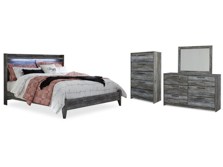 Baystorm Gray King Panel Bedroom Set with Dresser, Mirror and Chest - Ornate Home