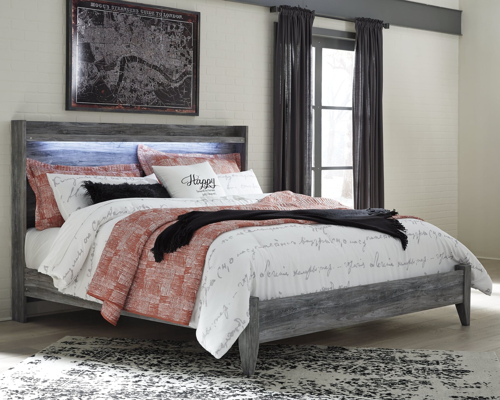 Baystorm Gray King Panel Bedroom Set with Dresser, Mirror and Chest - Ornate Home