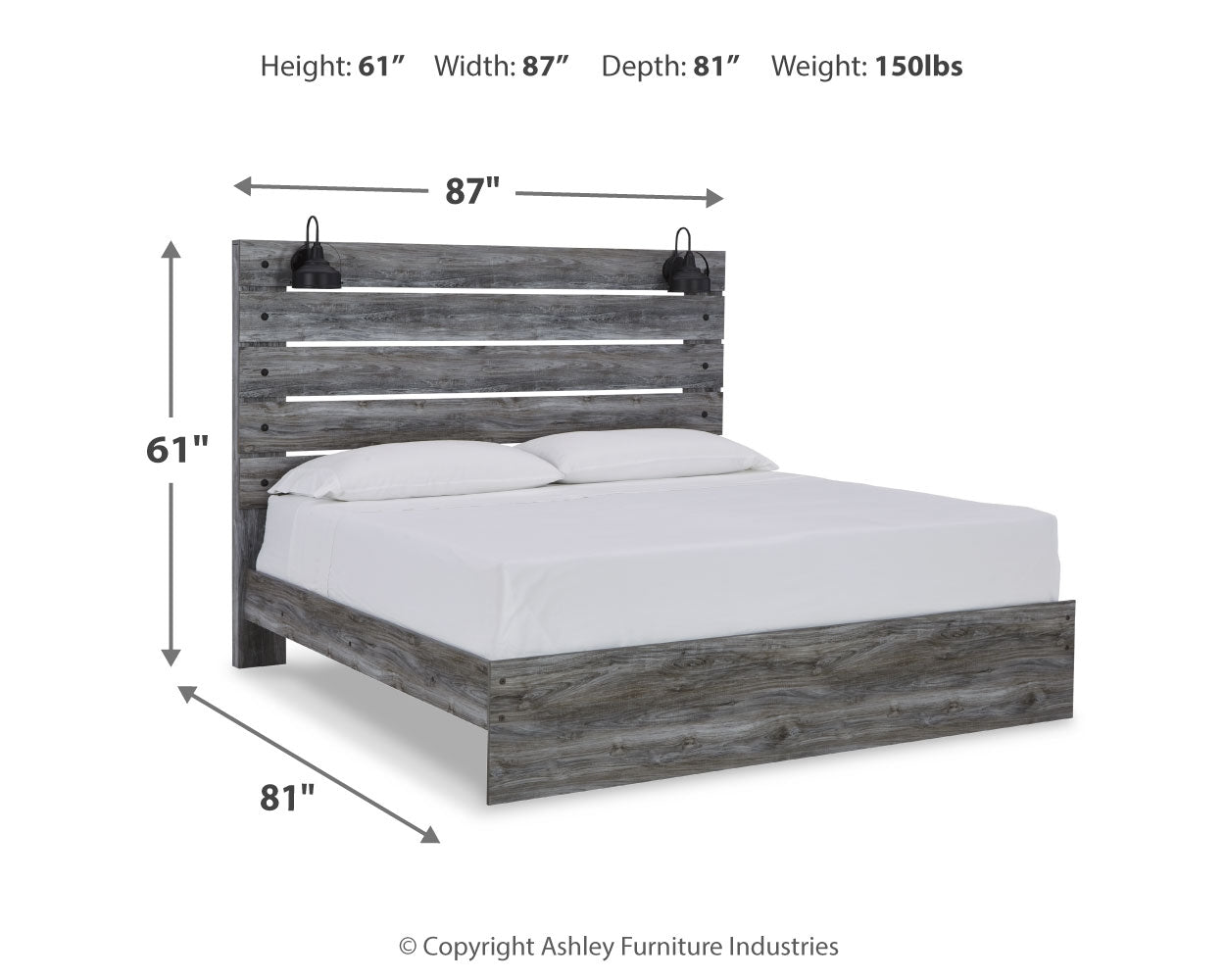 Baystorm Gray King Panel Bedroom Set with Dresser, Mirror, and Nightstand - Ornate Home