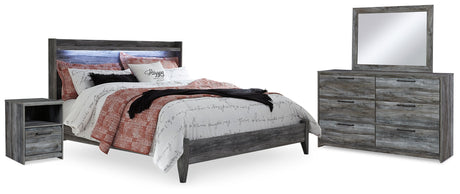 Baystorm Gray King Panel Bedroom Set with Dresser, Mirror, and Nightstand - Ornate Home