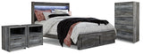 Baystorm Gray King Panel Storage Bed, Chest and 2 Nightstands (Online Special Price) - Ornate Home
