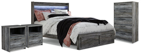 Baystorm Gray King Panel Storage Bed, Chest and 2 Nightstands - Ornate Home