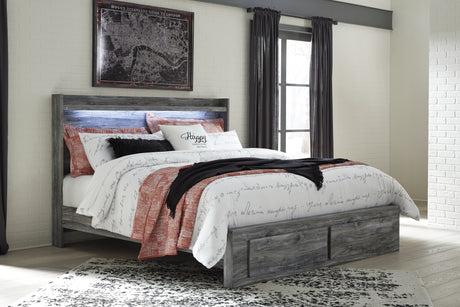 Baystorm Gray King Panel Storage Bed, Chest and 2 Nightstands - Ornate Home
