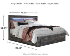Baystorm Gray King Panel Storage Bed, Dresser, Mirror, Chest and Nightstand - Ornate Home