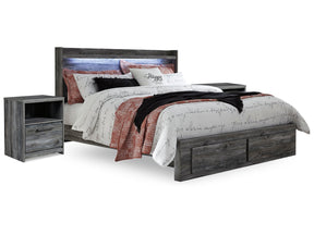 Baystorm Gray King Panel Storage Bedroom Set with 2 Nightstands (Online Special Price) - Ornate Home