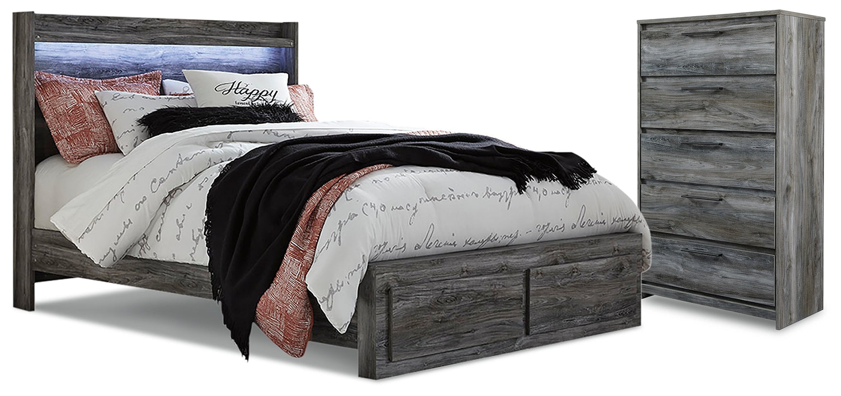 Baystorm Gray King Panel Storage Bedroom Set with Chest (Online Special Price) - Ornate Home