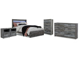Baystorm Gray King Panel Storage Bedroom Set with Dresser, Chest and 2 Nightstands (Online Special Price) - Ornate Home