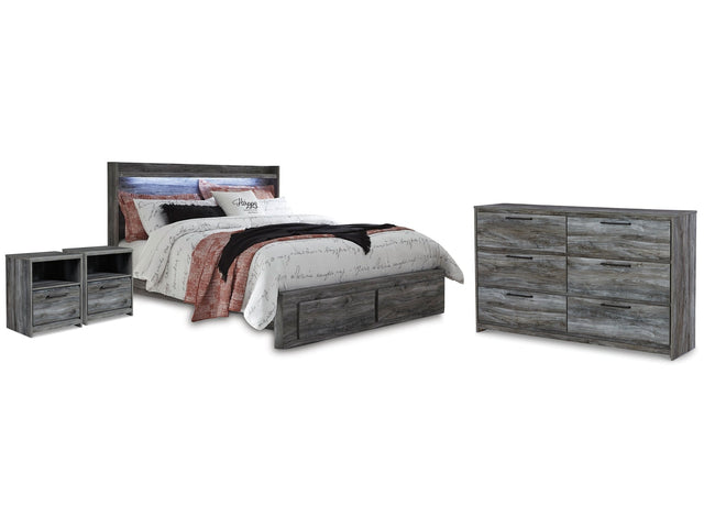 Baystorm Gray King Storage Bed & Dresser & 2 Nightstands (Online Special Price) - Ornate Home