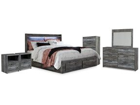 Baystorm Gray King Storage Bedroom Set with Dresser, Mirror, Chest and 2 Nightstands (Online Special Price) - Ornate Home
