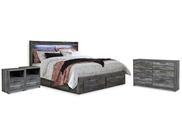 Baystorm Gray King Storage Bedroom Set with Dresser and 2 Nightstands - Ornate Home