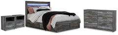 Baystorm Gray Queen Panel Bed with Storage, Dresser and 2 Nightstands - Ornate Home