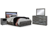 Baystorm Gray Queen Panel Bedroom Set with 2 Side Storage, Dresser, Mirror, and Nightstand (Online Special Price) - Ornate Home