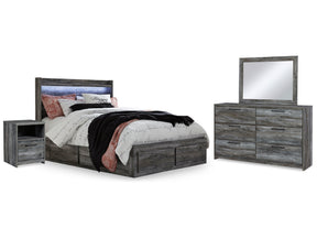 Baystorm Gray Queen Panel Bedroom Set with 2 Side Storage, Dresser, Mirror, and Nightstand (Online Special Price) - Ornate Home
