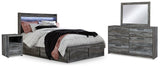 Baystorm Gray Queen Panel Bedroom Set with 2 Side Storage, Dresser, Mirror, and Nightstand (Online Special Price) - Ornate Home