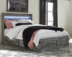 Baystorm Gray Queen Panel Bedroom Set with 2 Side Storage, Dresser, Mirror, and Nightstand - Ornate Home