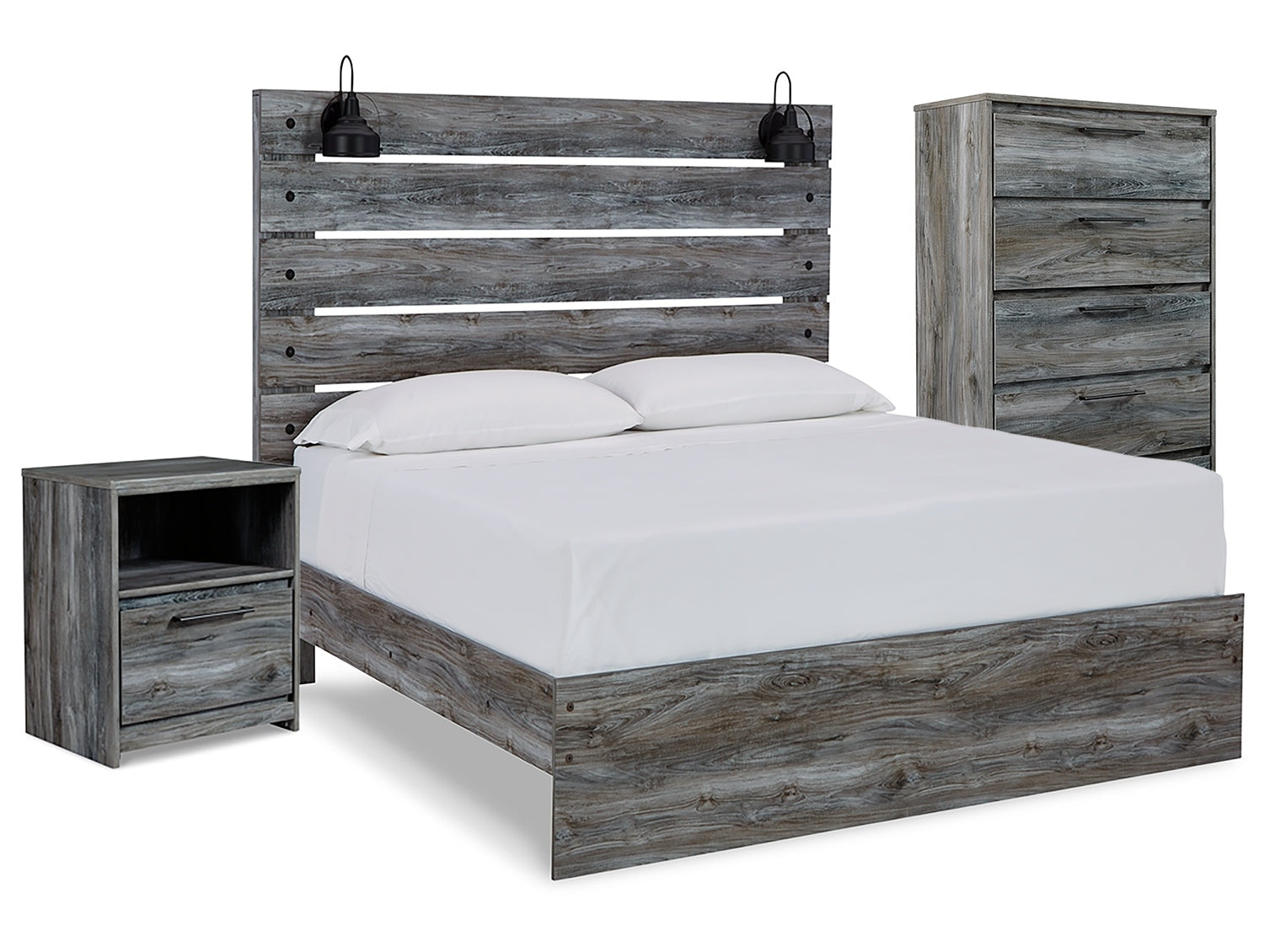 Baystorm Gray Queen Panel Bedroom Set with Chest and Nightstand - Ornate Home