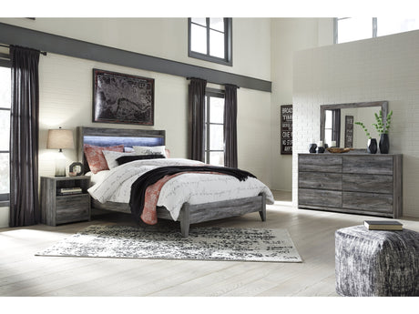 Baystorm Gray Queen Panel Bedroom Set with Dresser, Mirror and Nightstand - Ornate Home