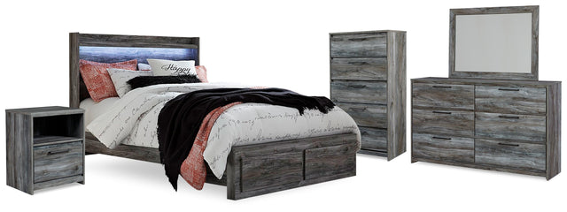 Baystorm Gray Queen Panel Storage Bed, Dresser, Mirror, Chest and Nightstand - Ornate Home