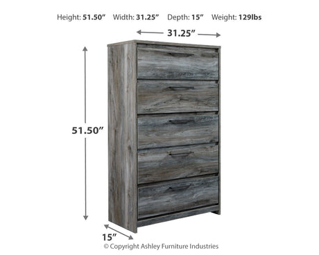 Baystorm Gray Queen Panel Storage Bed, Dresser and Chest - Ornate Home